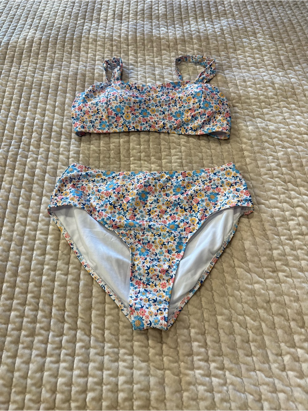 Floral Two-Piece Bikini Set - Blue Multi